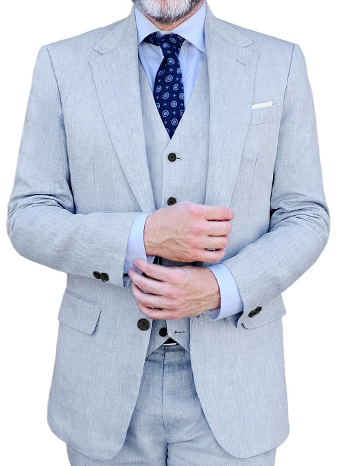 Italian Sky Blue Linen Suit - Click Image to Close