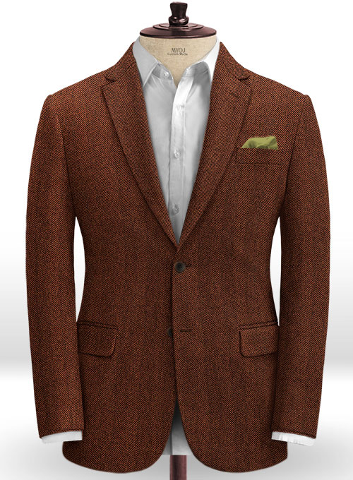 Italian Wide Herringbone Brunette Tweed Suit