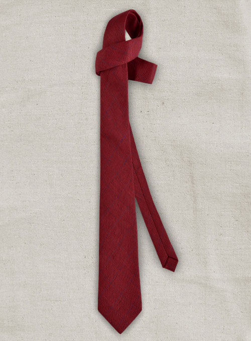 Italian Linen Tie - Cherry Red Checks