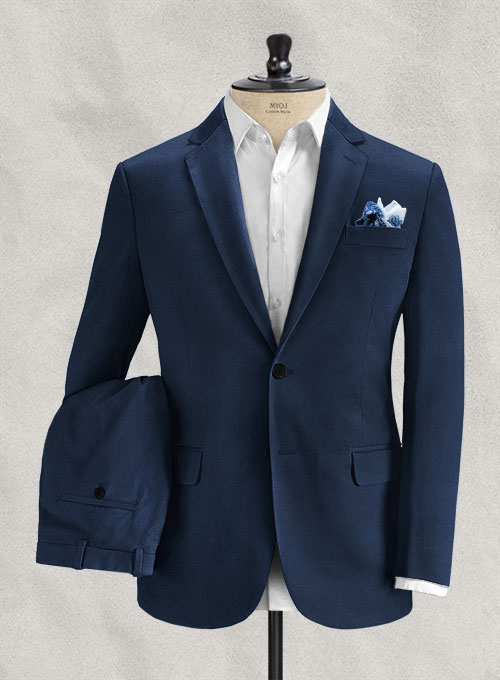 Italian Navy Blue Cotton Stretch Suit