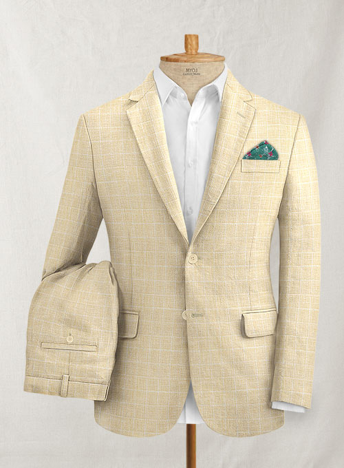 Tropical Beige Pure Linen Suit – StudioSuits