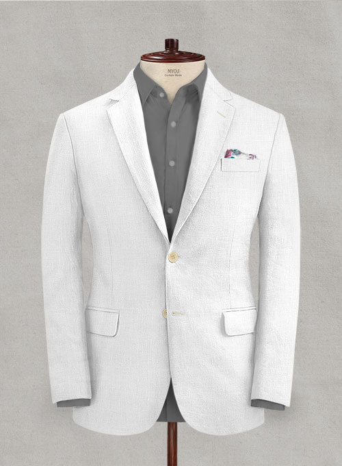 Italian Linen White Herringbone Suit