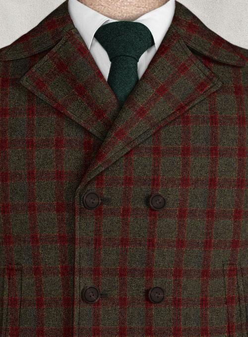 Italian Jacopi Melange Green Tweed Pea Coat