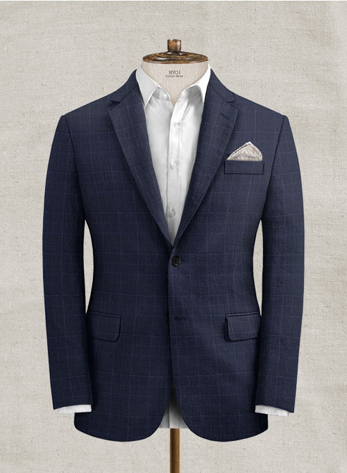 Italian Linen Lunia Navy Checks Suit