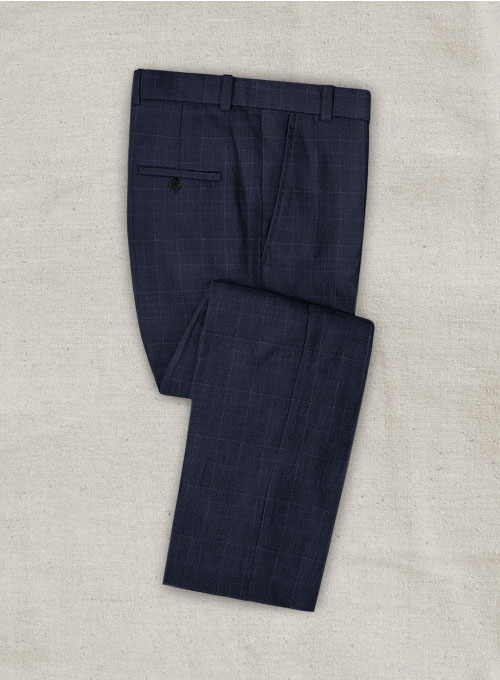 Italian Linen Lunia Navy Checks Suit