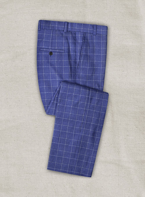 Italian Linen Lapis Blue Checks Suit