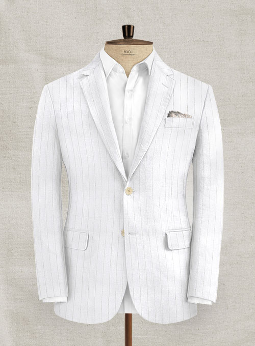 Italian Linen White Stripe Suit