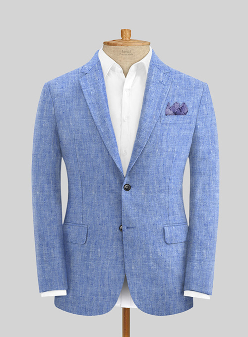 Italian Nile Blue Linen Suit - Click Image to Close