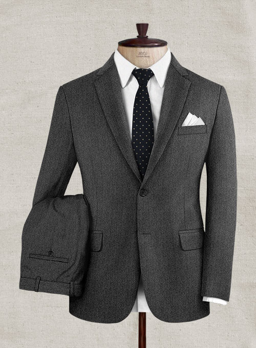 Italian Wool Cashmere Charcoal Herringbone Suit : Made To Measure ...