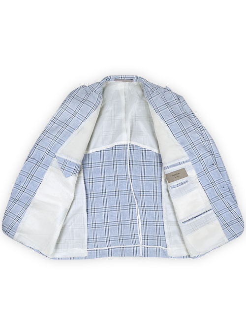 Italian Atlas Blue Linen Half Lined Jacket