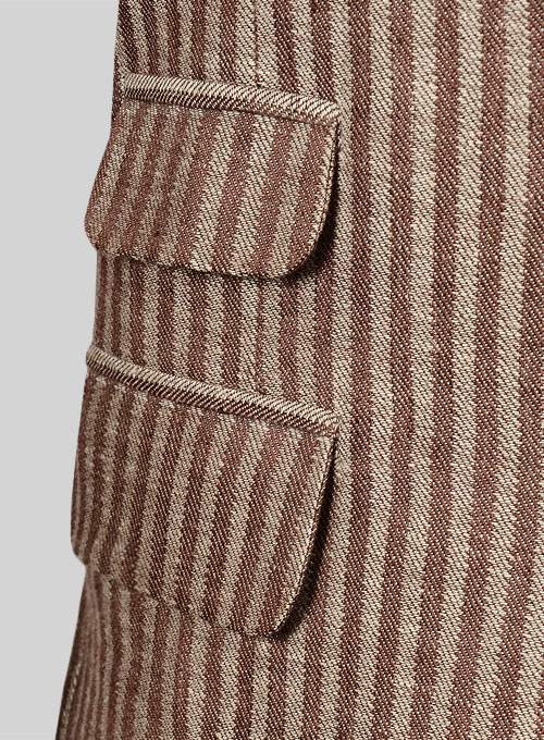 Italian Brown Stripe Linen Suit