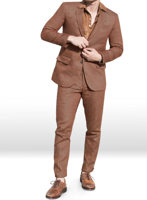 Italian Brown Twill Linen Suit