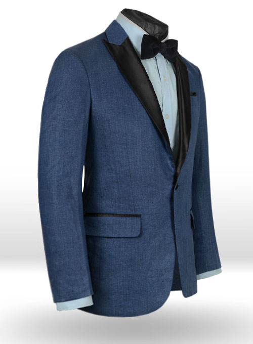 Italian Denim Indigo Linen Tuxedo Jacket