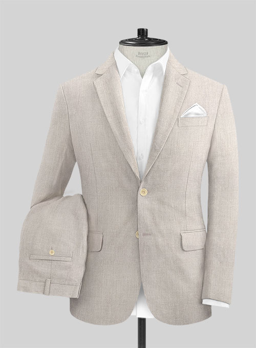 Ivy Beige Pure Linen Suit : Made To Measure Custom Jeans For Men & Women,  MakeYourOwnJeans®