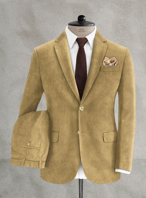 Khaki Stretch Corduroy Suit