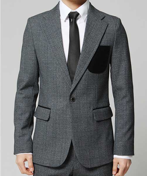Suit with Leather Pocket Patch