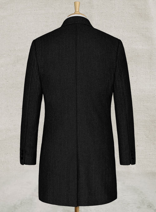 Light Weight Black Stripe Tweed Overcoat - Click Image to Close