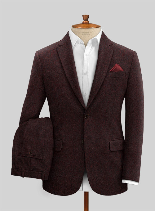 Light Weight Melange Wine Tweed Suit