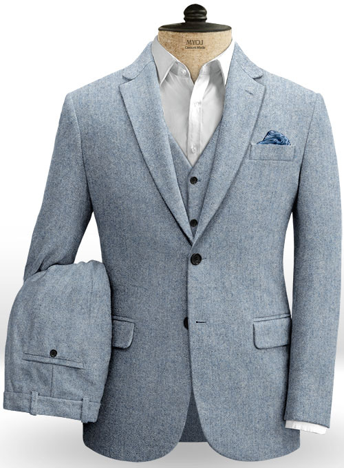 Light Blue Denim Tweed Suit