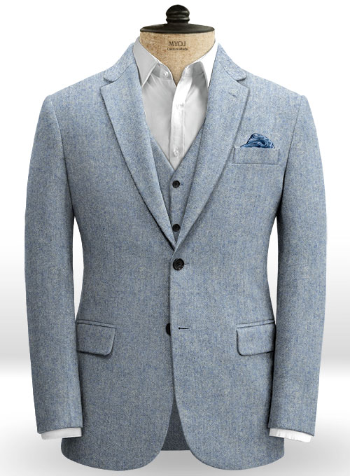 Light Blue Denim Tweed Suit