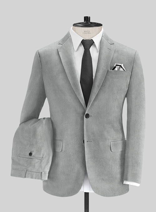 Light Gray Thick Corduroy Suit