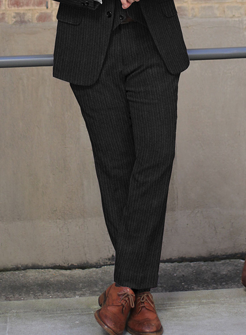 Light Weight Black Stripe Tweed Suit - Click Image to Close