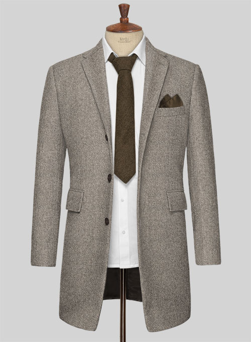 Light Weight Brown Tweed Overcoat - Click Image to Close
