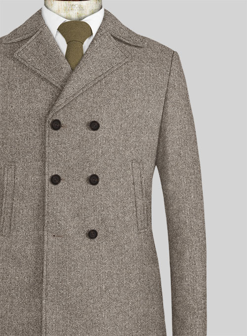 Light Weight Brown Tweed Pea Coat