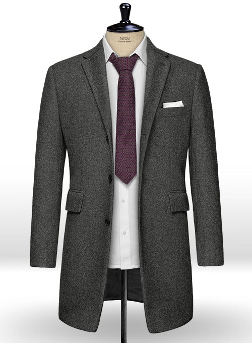 Light Weight Charcoal Tweed Overcoat