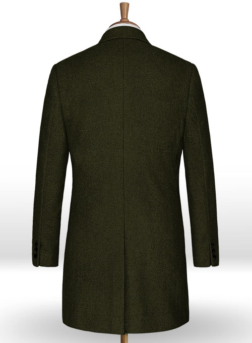 Light Weight Dark Green Tweed Overcoat - Click Image to Close