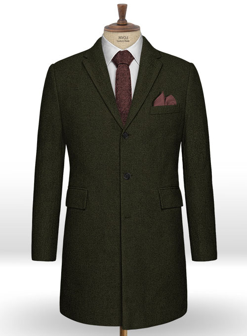 Light Weight Dark Green Tweed Overcoat