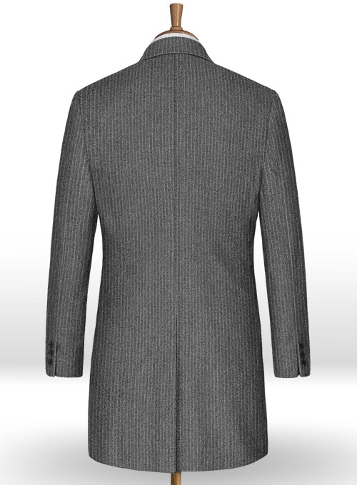 Light Weight Gray Stripe Tweed Overcoat