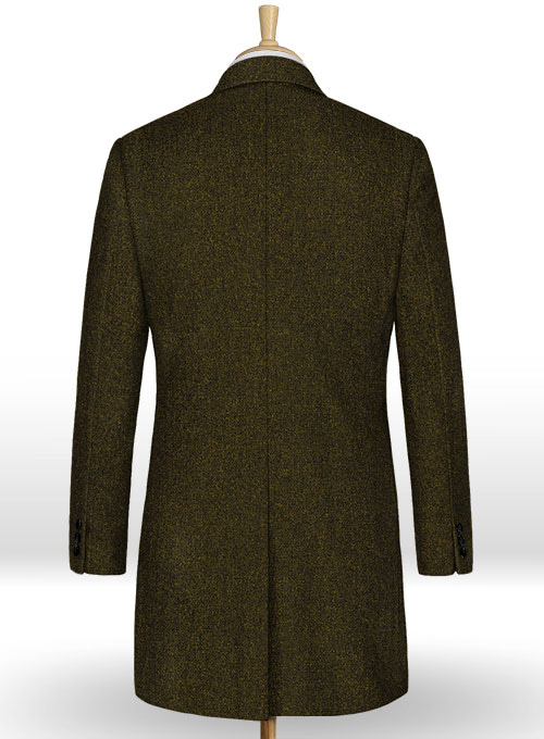 Light Weight Melange Green Tweed Overcoat