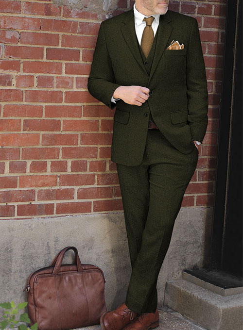 Light Weight Dark Green Tweed Suit - Click Image to Close