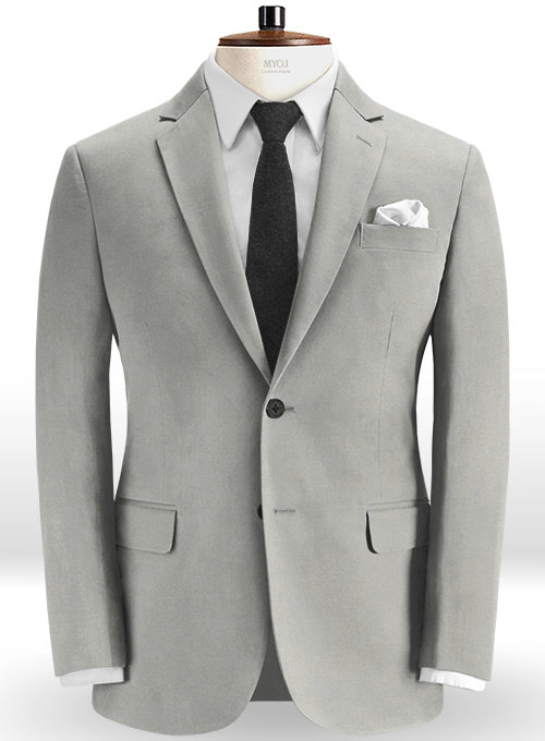 Light Gray Feather Cotton Canvas Stretch Suit - Click Image to Close