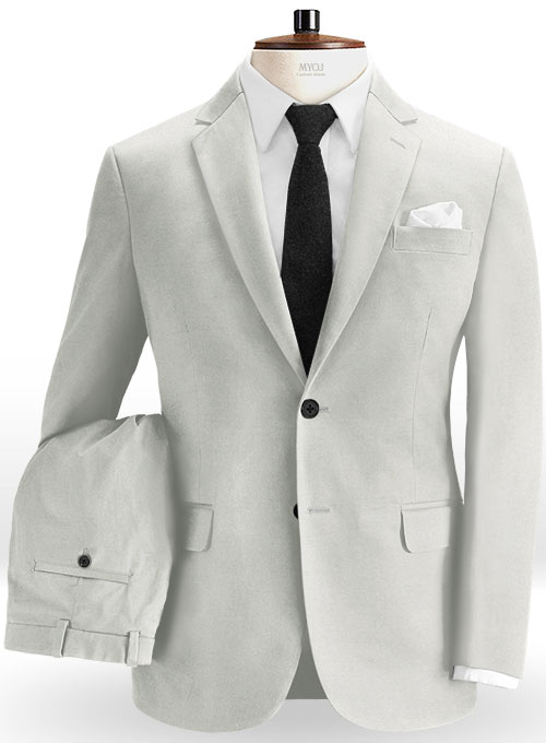 Light Gray Feather Cotton Canvas Stretch Suit