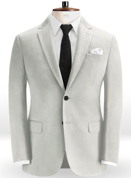 Light Gray Feather Cotton Canvas Stretch Suit - Click Image to Close