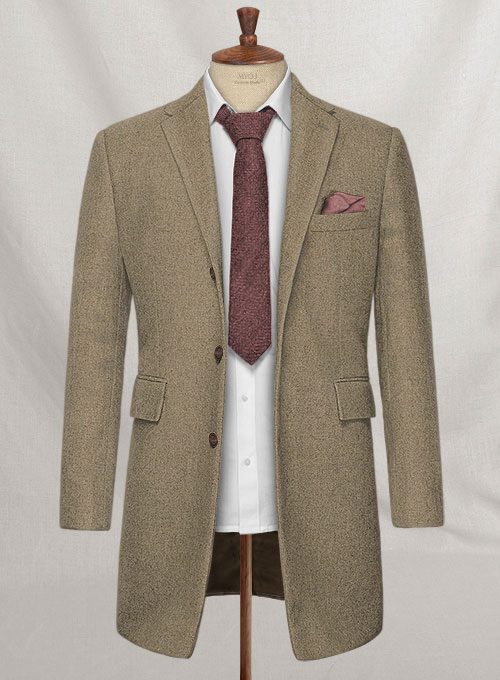 Light Weight Melange Brown Tweed Overcoat