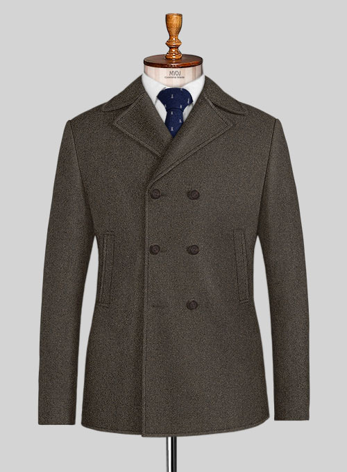 Light Weight Dark Brown Tweed Pea Coat