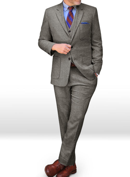 Light Weight Dark Gray Tweed Suit - Click Image to Close