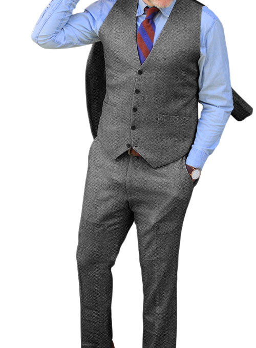 Light Weight Dark Gray Tweed Suit - Click Image to Close