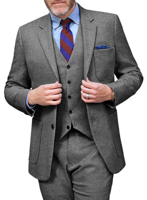 Light Weight Dark Gray Tweed Suit - Click Image to Close