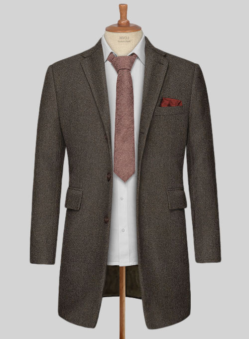 Light Weight Dark Brown Tweed Overcoat