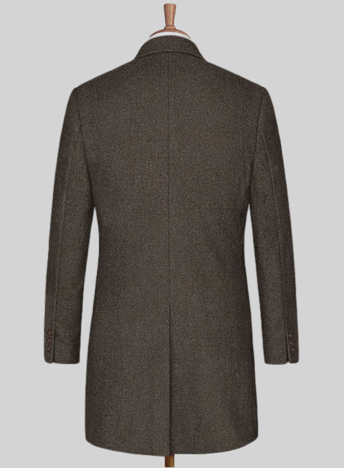 Light Weight Dark Brown Tweed Overcoat - Click Image to Close