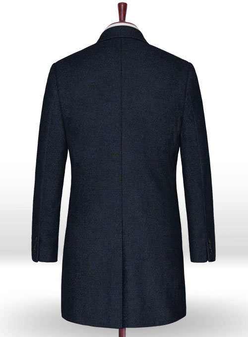 Light Weight Melange Dark Blue Tweed Overcoat