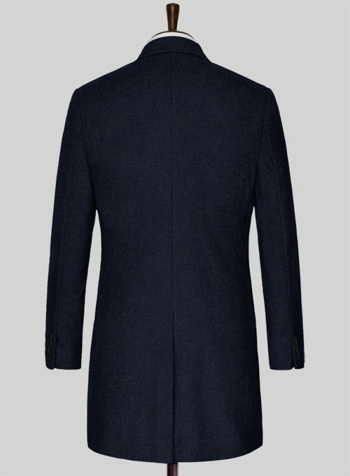Light Weight Melange Dark Blue Tweed Overcoat