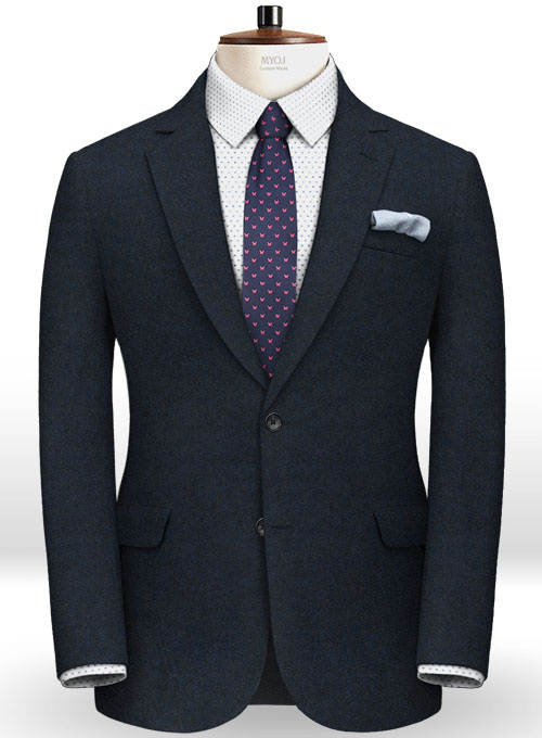 Light Weight Melange Dark Blue Tweed Suit - Click Image to Close