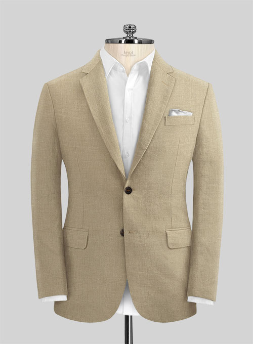 Maple Khaki Pure Linen Suit - Click Image to Close