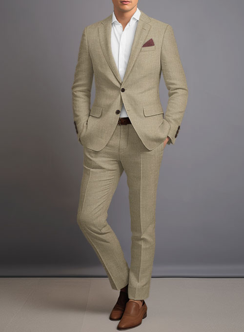 Maple Khaki Pure Linen Suit - Click Image to Close