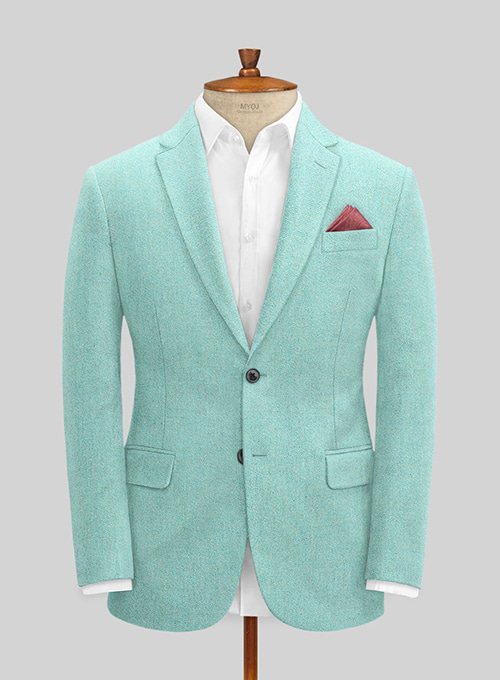 Melange Aqua Blue Tweed Suit - Click Image to Close